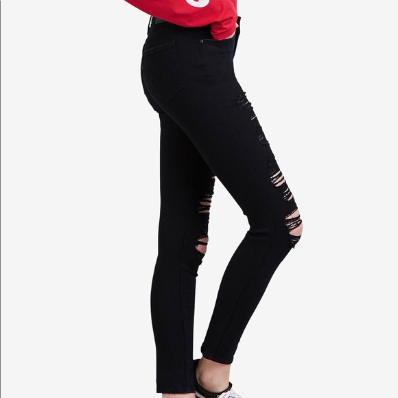 Levi’s destroyed Black 711 Skinny Jeans - Picture 2 of 9